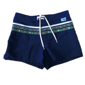 Vintage Y2K 90s Roxy Quiksilver Board Swim Shorts Embroidered Lock Loop Closure